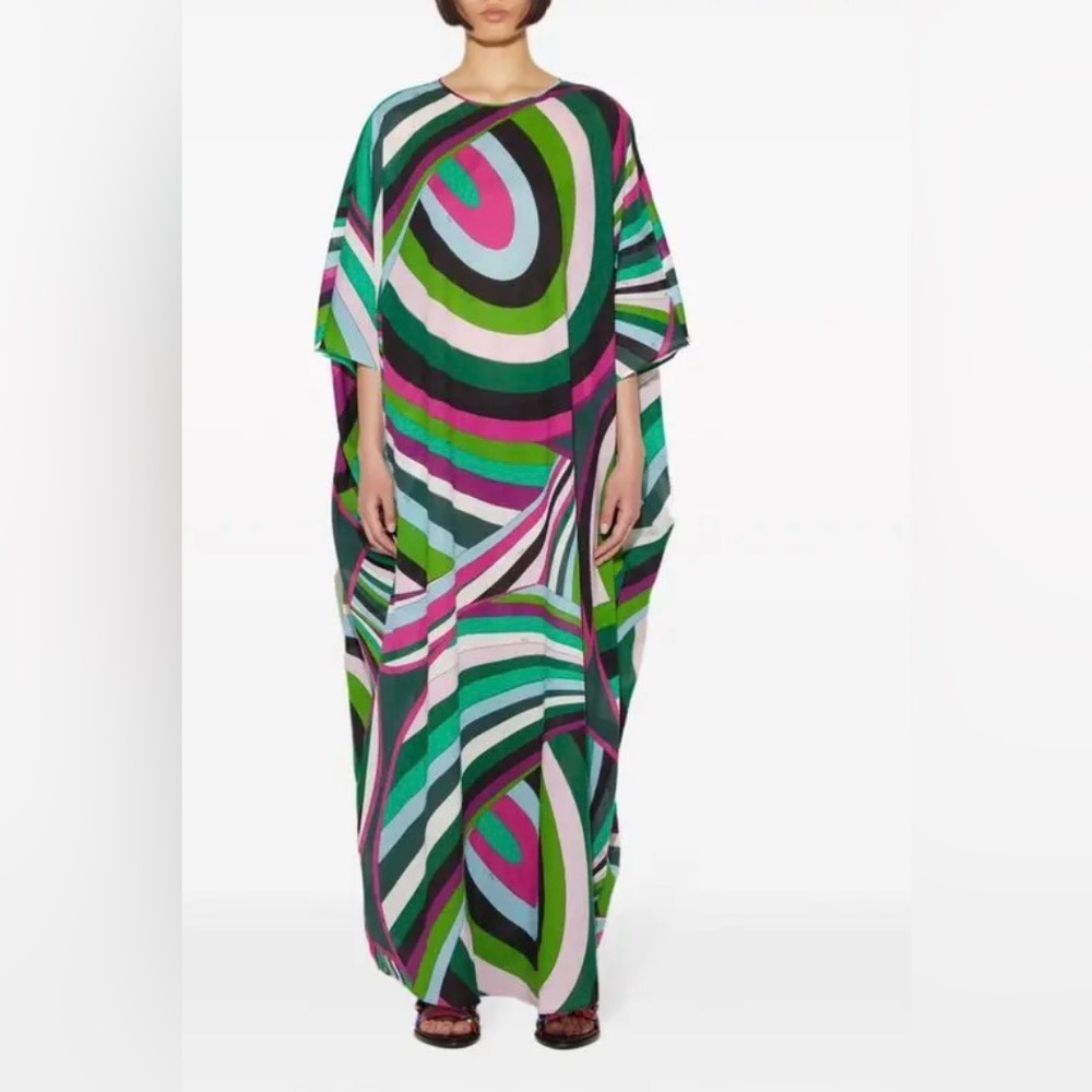 Emilio Pucci Long Maxi Printed Kaftan Manu Dress New